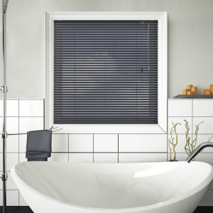 Matt Black Venetian Blinds Open