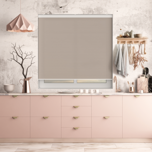 Maven Blush Pink Cordless Honeycomb Pleated Blind Open
