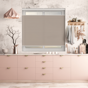Maven Blush Pink Cordless Top Down Bottom Up Honeycomb Pleated Blind Open