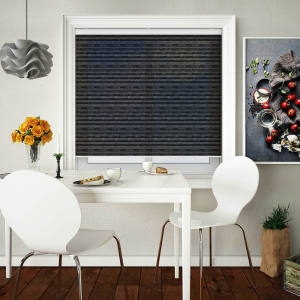 Metal Sheer Black Cordless Honeycomb Pleated Blind Open