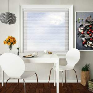 Metal Sheer White Cordless Top Down Bottom Up Honeycomb Pleated Blind Open