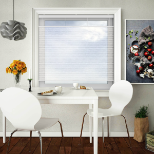 Metal Sheer White Cordless Top Down Bottom Up Honeycomb Pleated Blind Open