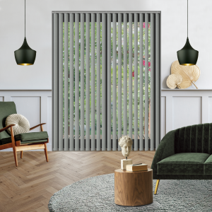 Mirage Solar Pewter Vertical Blinds Open