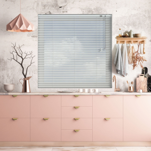 Mother Of Pearlescent Venetian Blinds Open