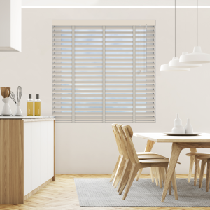 Oat Meal with Dove Tape Venetian Blinds Open