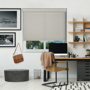 Origin Grey Whisper Pelmet Roller Blinds