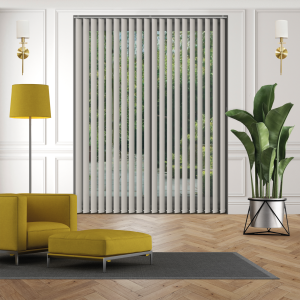 Origin Grey White Vertical Blinds Open