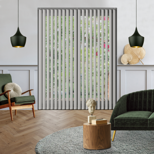 Origin Natural Grey Vertical Blinds Open