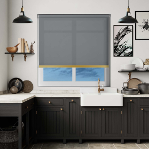 Origin Rock Grey Gold Bottom Bar Cordless Roller Blinds