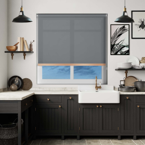 Origin Rock Grey Copper Bottom Bar Roller Blinds