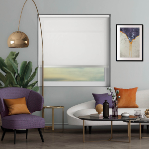 Origin White Chrome Bottom Bar Cordless Roller Blinds