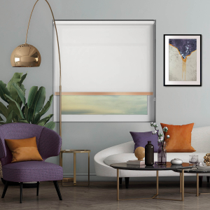 Origin White Copper Bottom Bar Roller Blinds