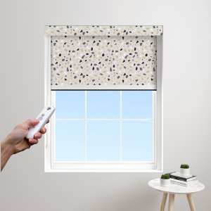 Pebble Sand Electric BlocOut Cassette Blinds Edge Fit