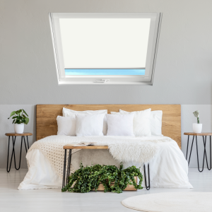Pure White (BLACKOUT) Dakstra Roof Window Blinds White Frame