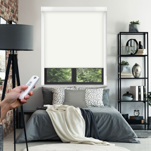 Pure White Electric BlocOut Cassette Blinds Edge Fit