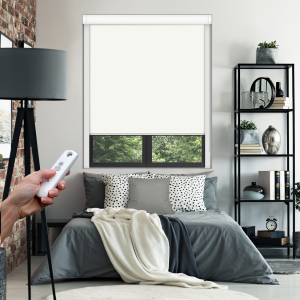 Pure White Electric BlocOut Cassette Blinds Inside Fit