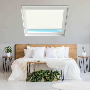 Pure White (BLACKOUT) Keylite Roof Window Blinds White Frame