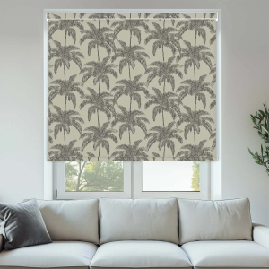 Retro Palm Black Pelmet Roller Blinds