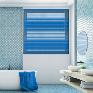 Royal Blue Venetian Blinds Open