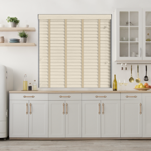 Scandi Oak Wood Grain Faux Wood with Hessian Tape Wood Venetian Blinds