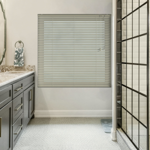 Scratched Gold Venetian Blinds Open