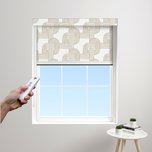 Serene Swirl Charcoal Electric BlocOut Cassette Blinds Edge Fit