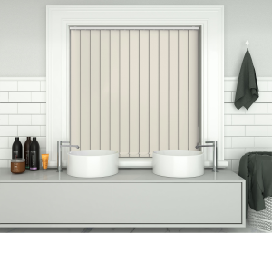 Shower Safe Beige Vertical Blinds