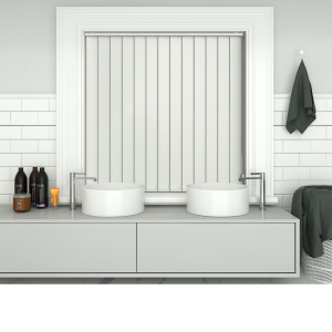 Shower Safe Cream Vertical Blinds