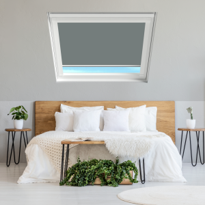 Smoldering Charcoal (BLACKOUT) Keylite Roof Window Blinds White Frame