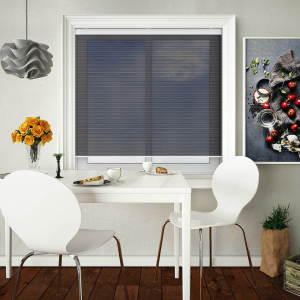 Soft Sheer Black Cordless Honeycomb Pleated Blind Open