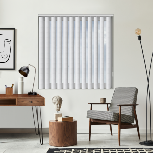 Sonata Frost Rigid PVC Vertical Blinds Open