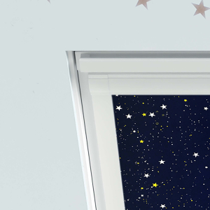 Starry Night (BLACKOUT) Keylite Roof Window Blinds Detail White Frame
