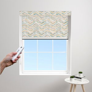 Subtle Aquamarine Zigzag Electric BlocOut Cassette Blinds Edge Fit