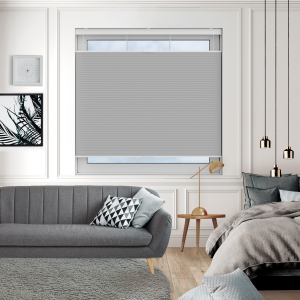 Tenso Ash Grey Blackout Cordless Top Down Bottom Up Honeycomb Pleated Blind Open