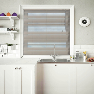 Textured Haze Venetian Blinds Open