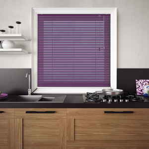 Textured Purple Venetian Blinds Open