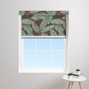 Tropical Leaf Charcoal XL Bloc Blinds Cassette Blinds Inside Fit Close Up