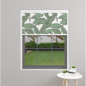 Tropical Leaf White XL Bloc Blinds Cassette Blinds Inside Fit