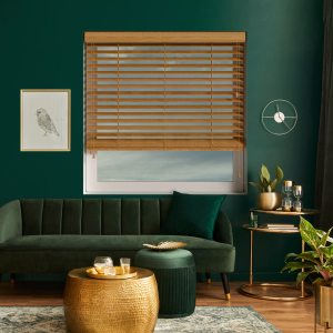 Tuscan Oak Wood Venetian Blinds Open