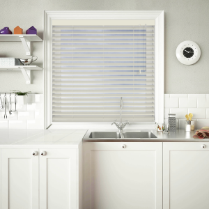 Vanilla Mist Venetian Blinds Open
