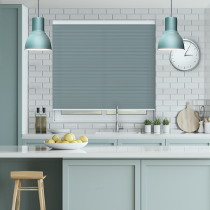 Velto Sapphire Blue Cordless Honeycomb Pleated Blind Open