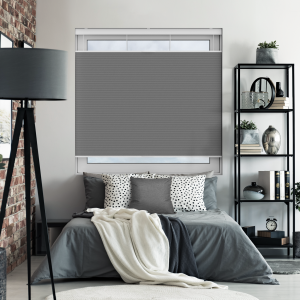 Velto Slate Blackout Cordless Top Down Bottom Up Honeycomb Pleated Blind Open