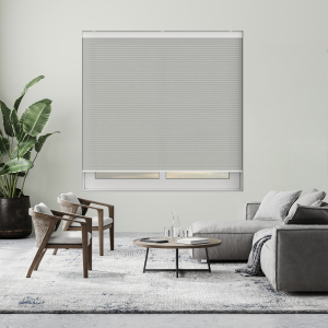 Velto Stone Grey Cordless Honeycomb Pleated Blind Open