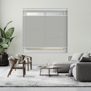 Velto Stone Grey Cordless Top Down Bottom Up Honeycomb Pleated Blind Open
