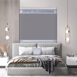 Vesso Grey Blackout Cordless Top Down Bottom Up Honeycomb Pleated Blind Open