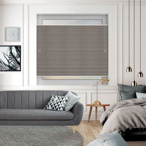 Free Hanging Vexia Blackout Camel Pleated Honeycomb Blind Bottom Up Top Down Closed