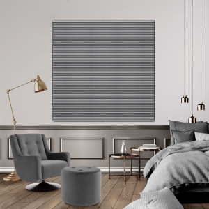 Tensioned Vexia Blackout Grey Dawn Pleated Honeycomb Blind Bottom Up Open