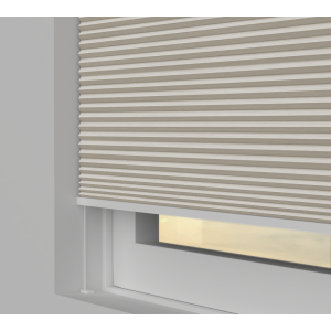 Tensioned Vexia Blackout Oatmeal Pleated Honeycomb Blind Bottom Up Top Down Closed
