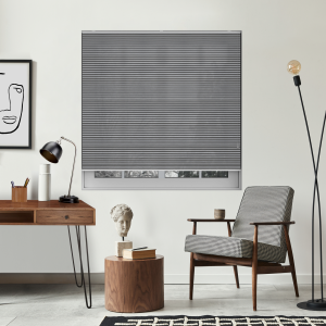 Free Hanging Vexia Grey Dawn Pleated Honeycomb Blind Bottom Up Closed