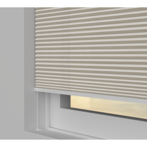 Tensioned Vexia Oatmeal Pleated Honeycomb Blind Bottom Up Top Down Closed